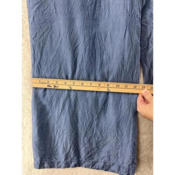 NIC+ZOE Pants Women's Size Medium Blue Wide Leg Pull On Pockets Lyocell Chambray - Picture 7 of 9